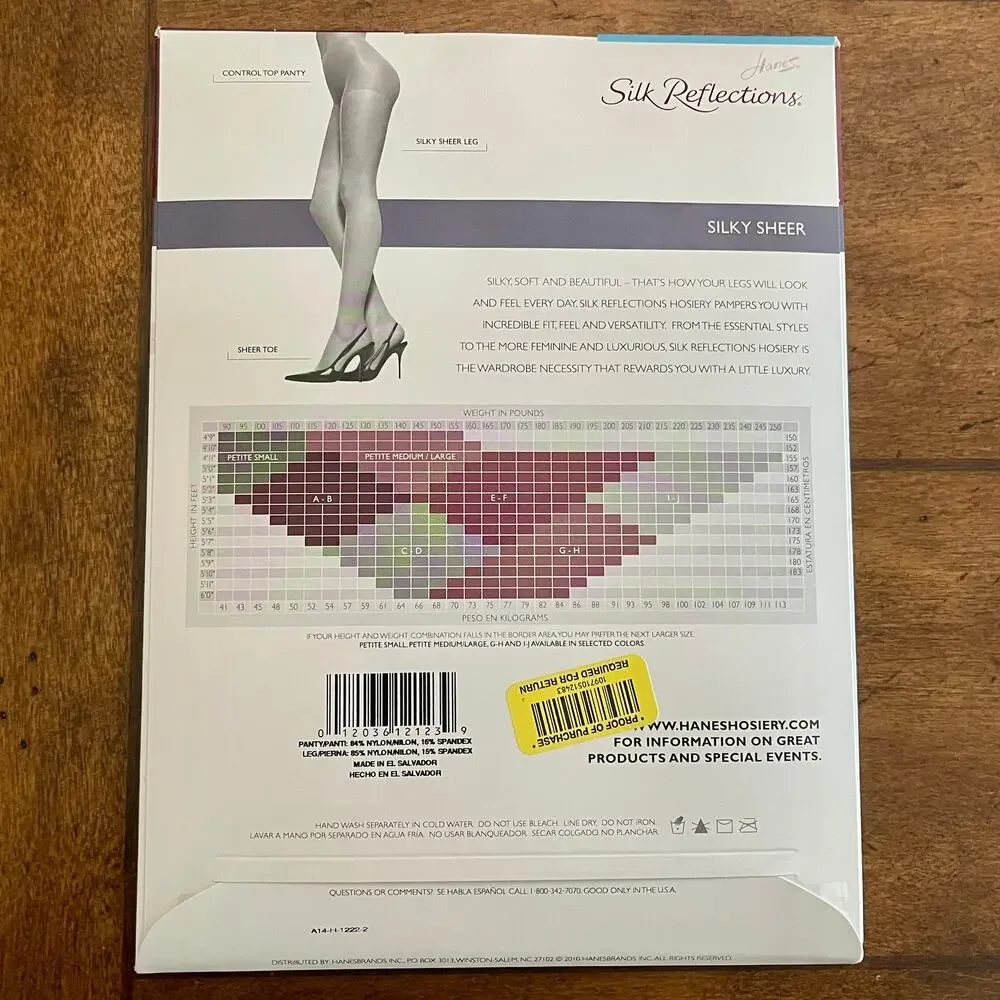 Hanes Silk Reflections Pantyhose Silky Sheer Size: AB, Color: Brown C-8
